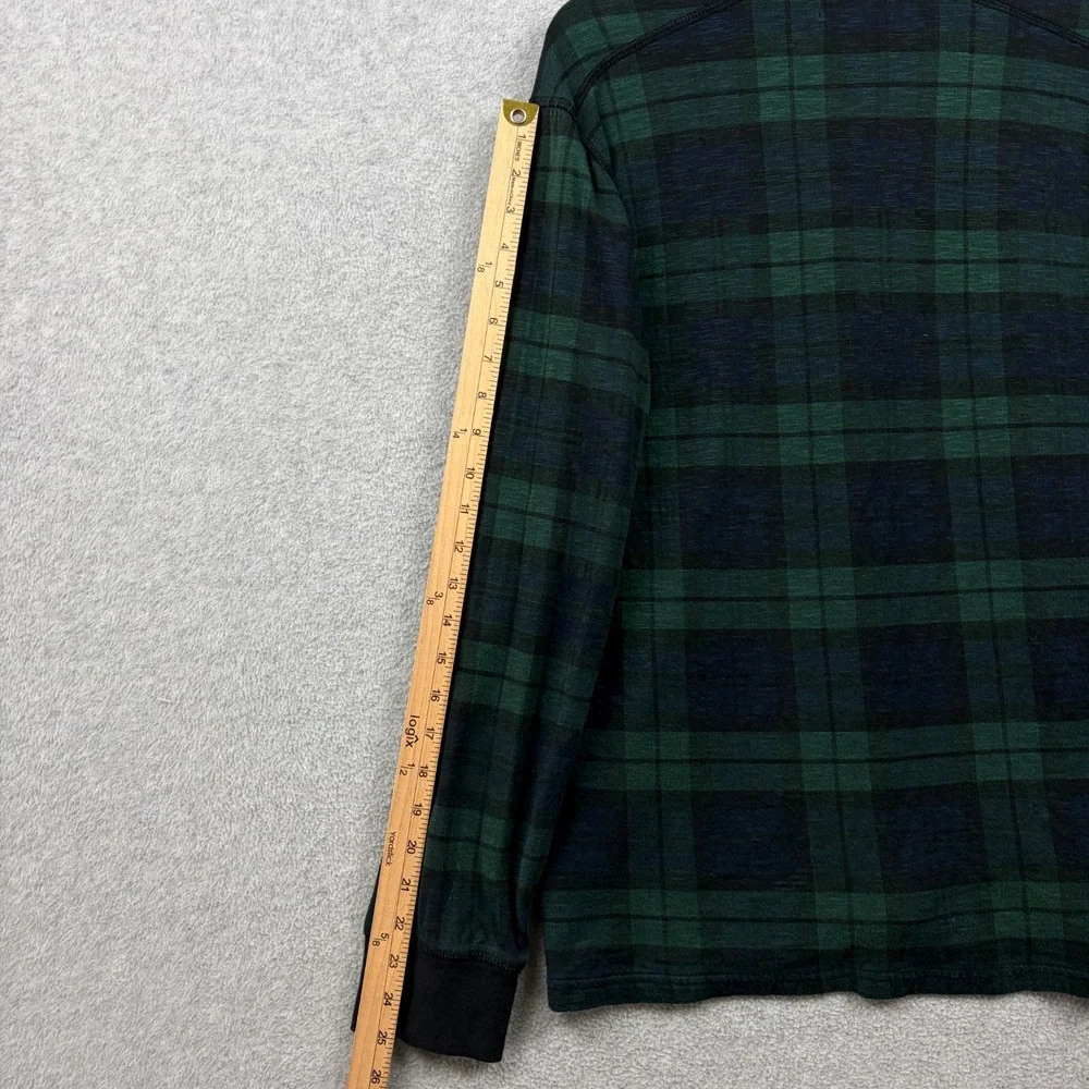 J Crew Sweater Mens Large Blackwatch Tartan Plaid Double Knit 1/4 Zip Pullover